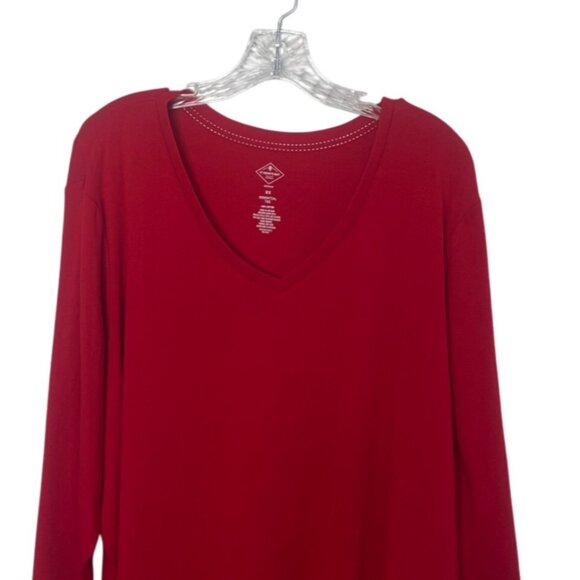 St. Johns Bay Essential Tee Tshirt Womens 3X Red Vneck Long Sleeve - Picture 3 of 7